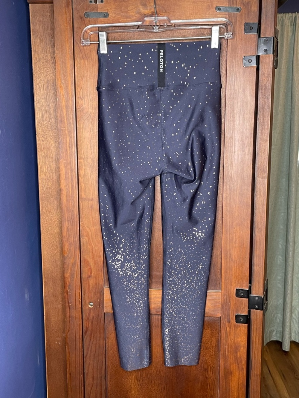 Peloton Show Up Navy Gold Sparkle High Rise Leggings Athletic Workout Yoga S - Picture 3 of 6